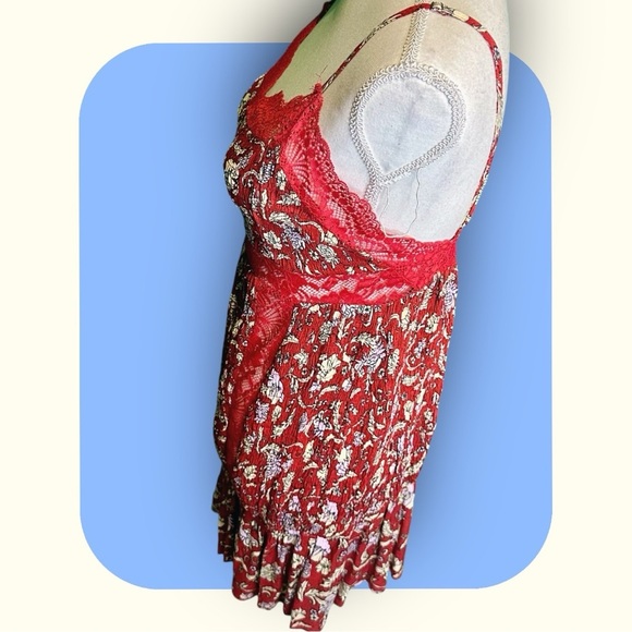 NWOT Free People Intimately ‘Last Night Mini Slip Dress’ in Red Size Small - Picture 9 of 16